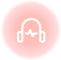 a pink icon of a headphone